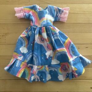 Handmade Unicorn Dress/Nightgown with Lace Sleeves for 14.5 inch Dolls